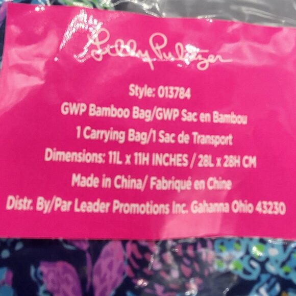 Lilly Pulitzer Aegean Navy Calypso Coast Bamboo Handle Hobo Handbag - Picture 6 of 14